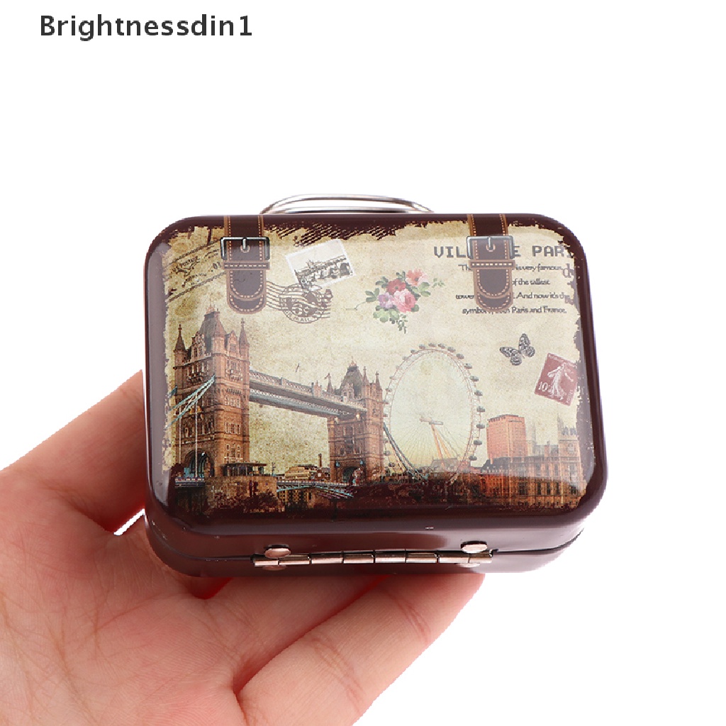 [Brightnessdin1] Retro Storage Tin Mini Box Persegi Panjang Tinplate Koper Permen Snack Organizer Butik