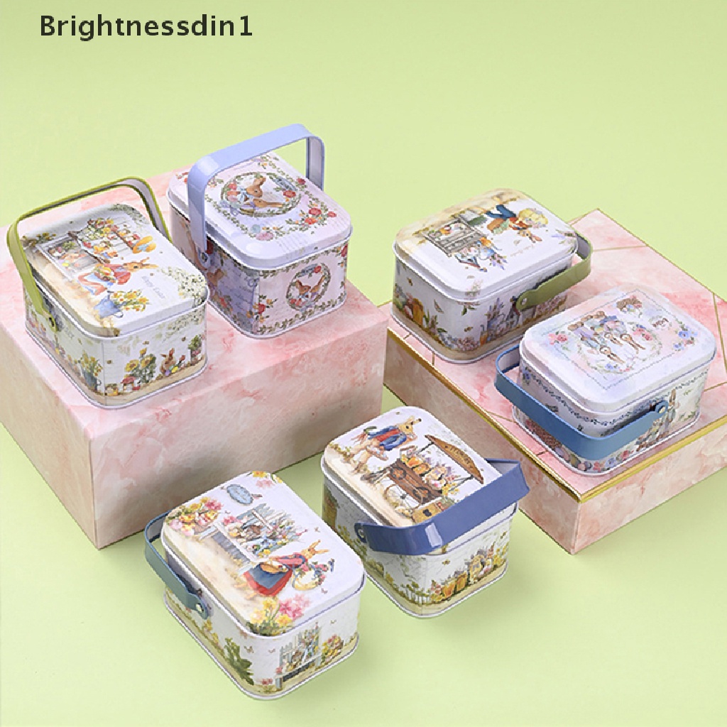 [Brightnessdin1] Tempat Penyimpanan Koper Kecil Vintage Tinplate Candy Box Gift Box Dekorasi Paskah Butik
