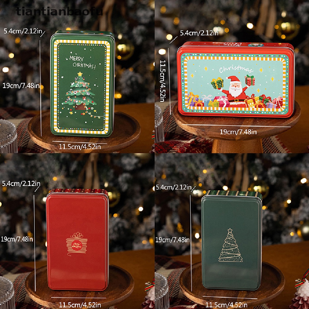[tiantianbaofu] Hadiah Tahun Baru Kemasan Tin Box Merry Christmas Santa Claus Candy Cookies Box Butik