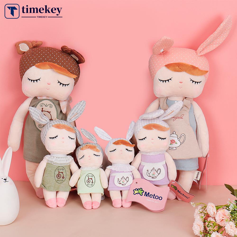 Timekey 3Pcs Metoo Vintage Angela Boneka Mainan Mewah Untuk Anak Perempuan Bayi Lucu Orang Tua Dan Anak Kelinci Angela Cantik Boneka Binatang Untuk Anak F9T6