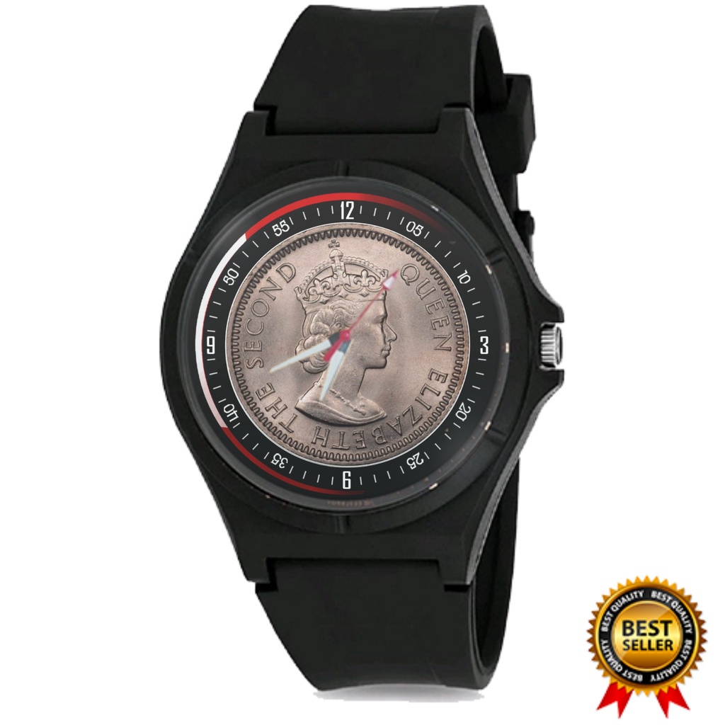 Jam Tangan Coin Canada 25 cent 1999 Pria Wanita Hitam Keren Terbaru  02