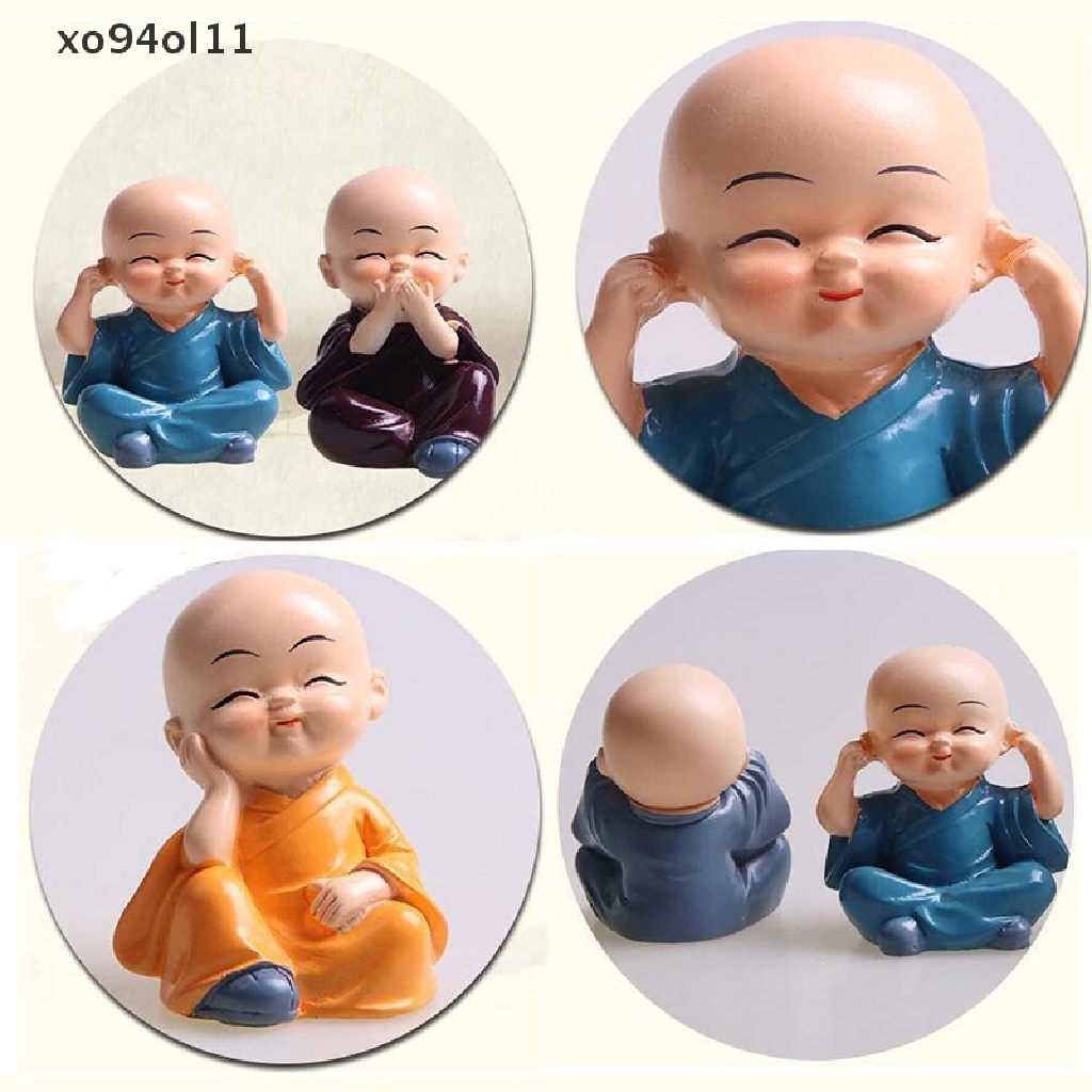 Xo 4Pcs/Set resin Little Monk Untuk Dekorasi Desktop Taman Patung Mobil art OL