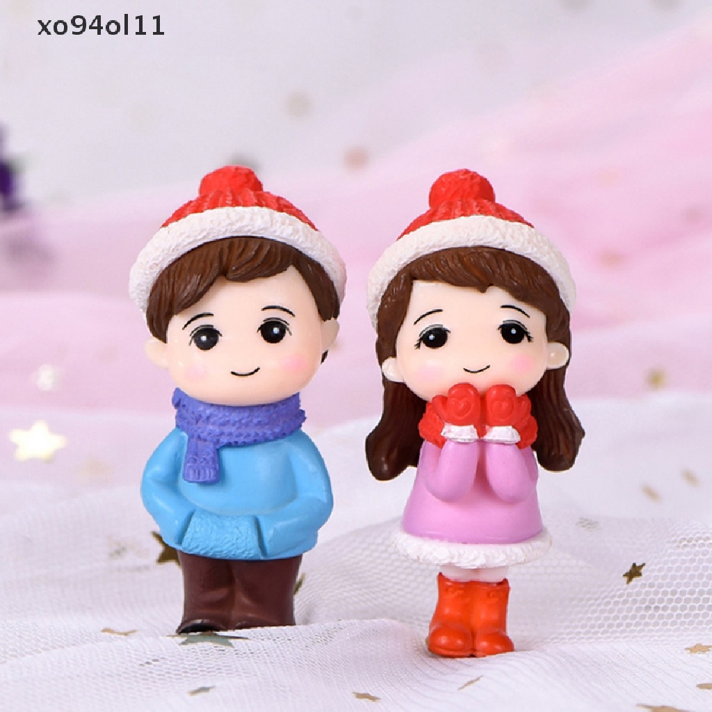 Xo 2pcs/set Boneka Pecinta Mini Model Angka Patung Taman Peri Lanskap Mikro OL