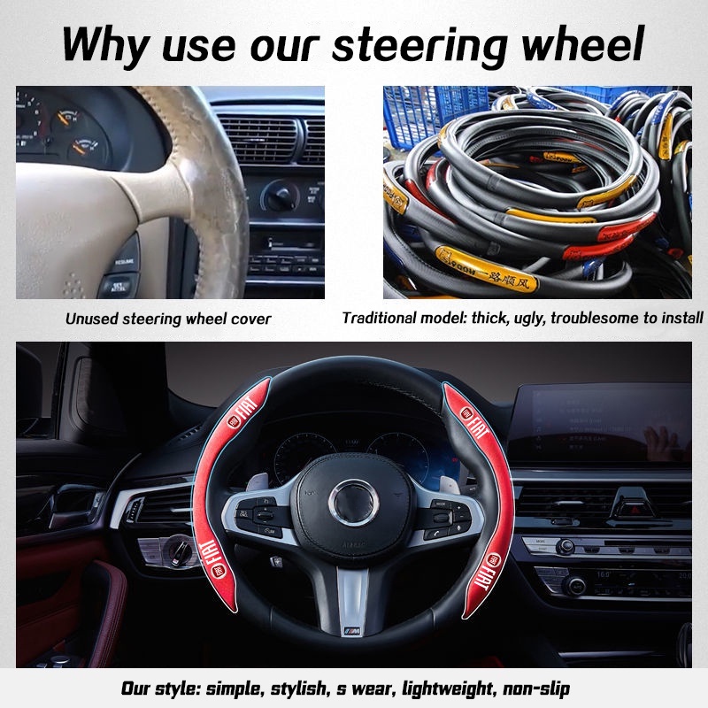 Fiat Sarung Pelindung Setir Mobil Racing Suede Steering Wheel Cover Anti Slip Serap Keringat Untuk Uno Toro 500 Bravo Punto Palio Argo Stilo Strada Mobi