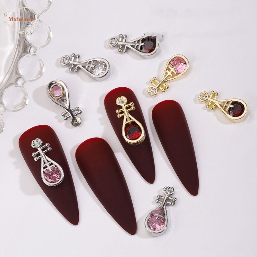 Mxbeauty Aksesoris Kuku Emas Perak 5pcs Berlian Imitasi Alloy Lute Zircon Hiasan Kuku