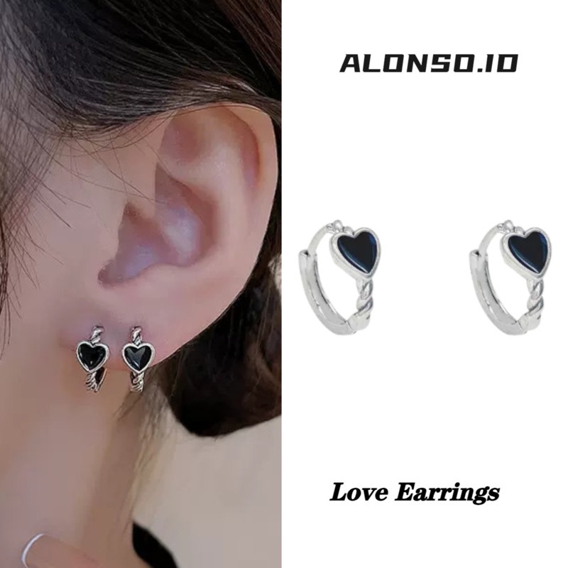 Anting Cinta Hitam Aksesoris Kepribadian Gelap