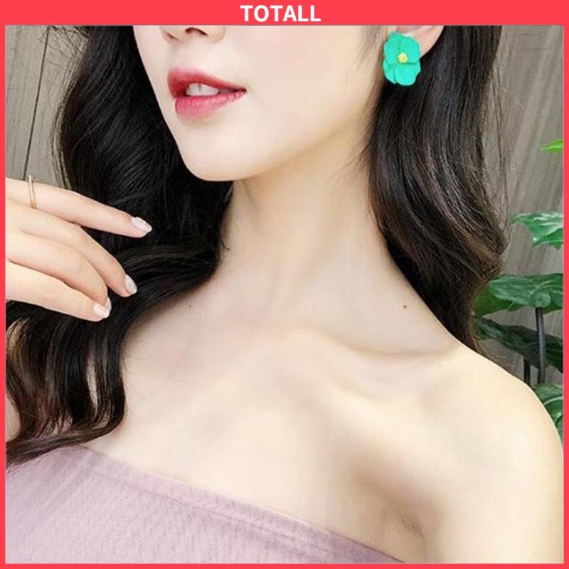 COD Anting Bunga Berwarna-warni Temperamen Feminin Anting Mutiara Lembut Peri-Totall