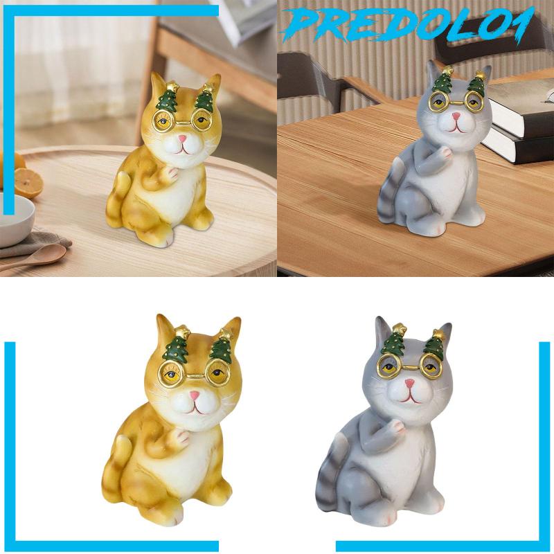 [Predolo1] Patung Hewan Taman Patung Kucing Koleksi Untuk Dekorasi Kabinet Rak Buku
