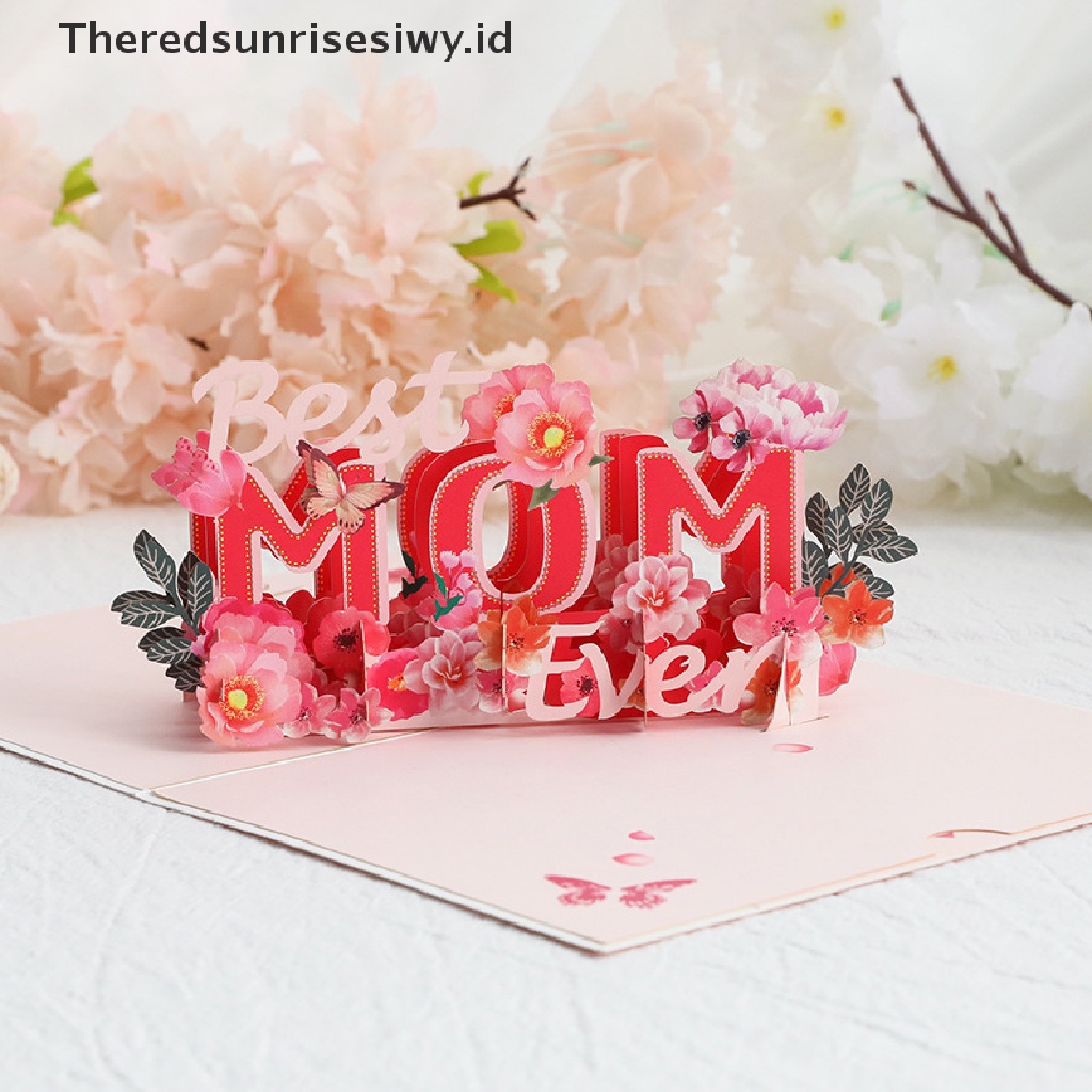 # Kado Mom &amp; PAPA DIY # 3d Up Mother's Day Card Greeg Flowers Bouquet Hadiah Ulang Tahun Ibu Istri~