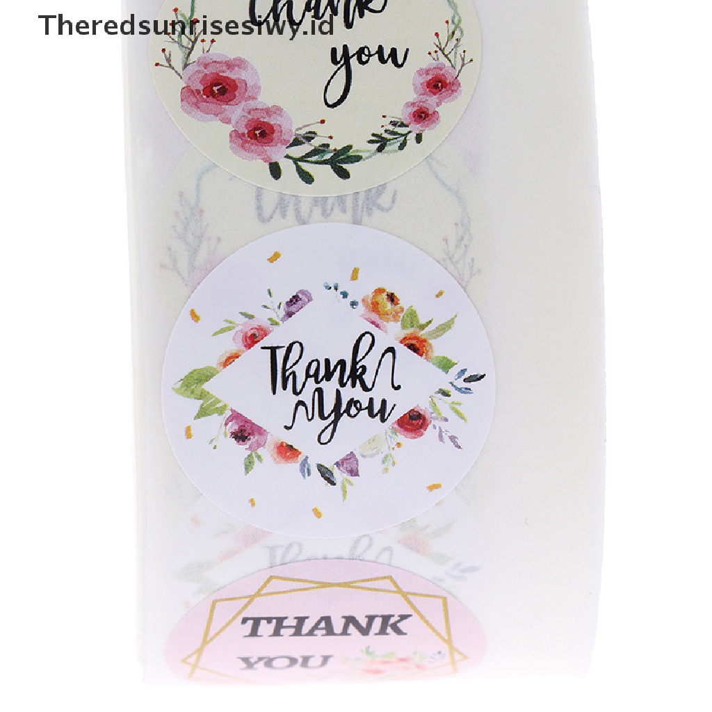 # Kado Mom &amp; PAPA DIY # 500pcs/roll round floral thank you ers Untuk Label Segel Paket~