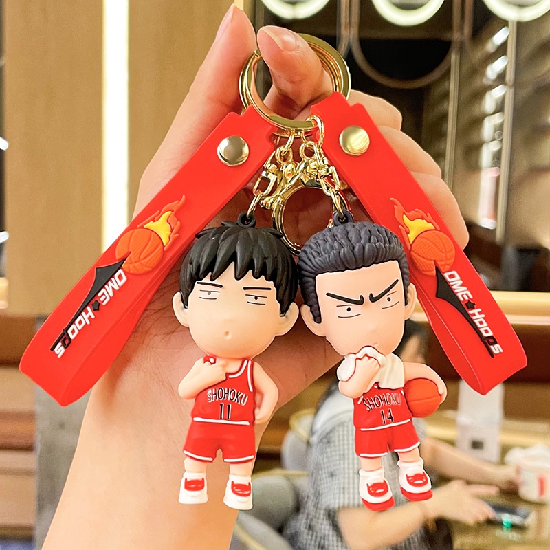 Kartun Anime Kawaii Japan Slam Dunk Sakuragi Hanamichi Gantungan Kunci PVC Figure Model Liontin Gantungan Kunci Figure Key Toys