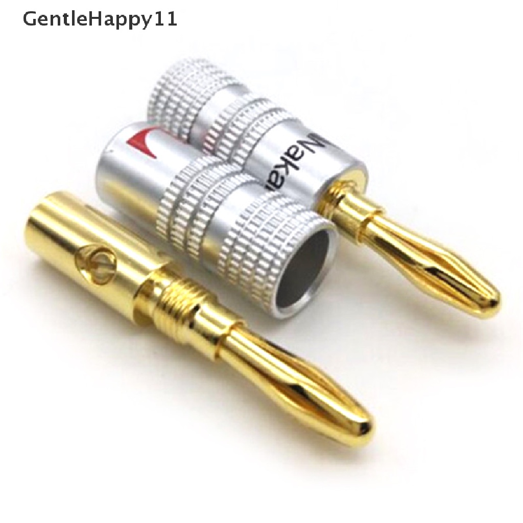 Gentlehappy 10Pcs Nakamichi Konektor Banana Plug Speaker Tembaga Lapis Emas id