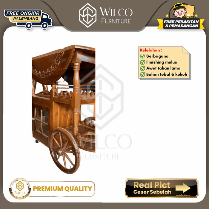 Kereta Dorong Sayap Jati Furniture Palembang / Gerobak Jati Roda 2