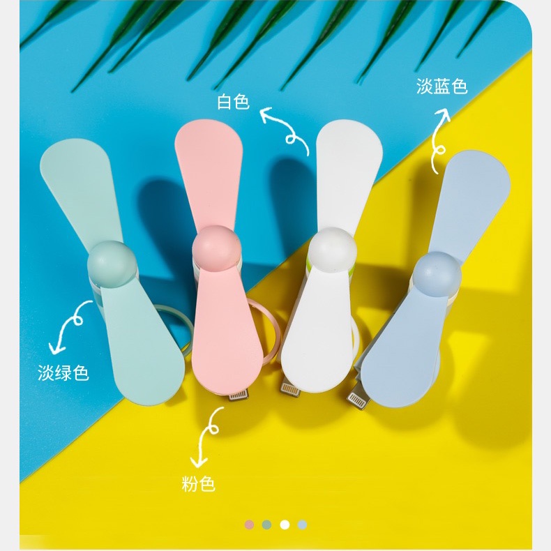 Kipas Angin Mini 2in1 Warna Permen Fortable Kecil Handy Fan Micro Typec Fans Kipas Handphone