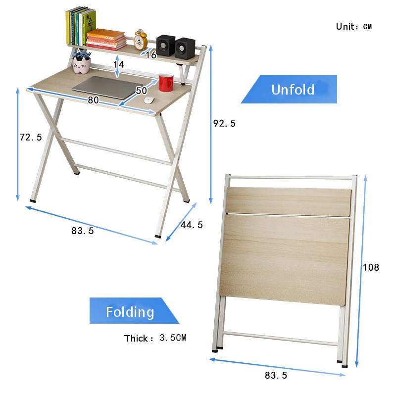 Mrosaa Meja Belajar Laptop Lipat Foldable Computer Desk - BL-A53 - White