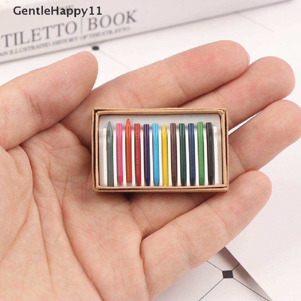 Gentlehappy 12Pcs/set1per12rumah Boneka Miniatur Krayon Warna-Warni Aksesoris Mainan Untuk Hadiah Anak id