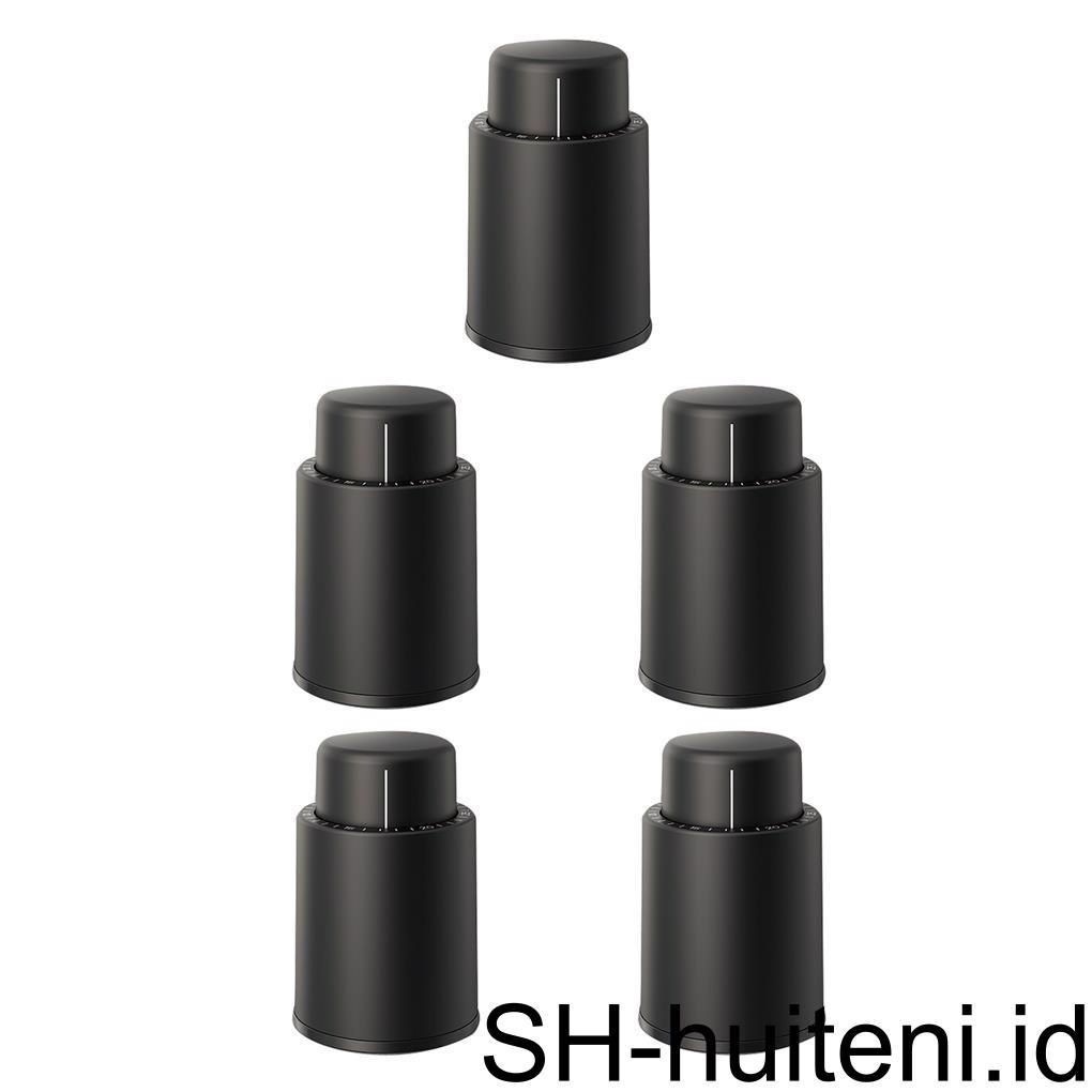 1per2 /2 /3 /5 Hitam ABS Vakum Botol Anggur Stopper Disegel Penyimpanan Vakum Memori Anggur Stopper Gaya Dorong Gabus Anggur Bar Alat dropshipping