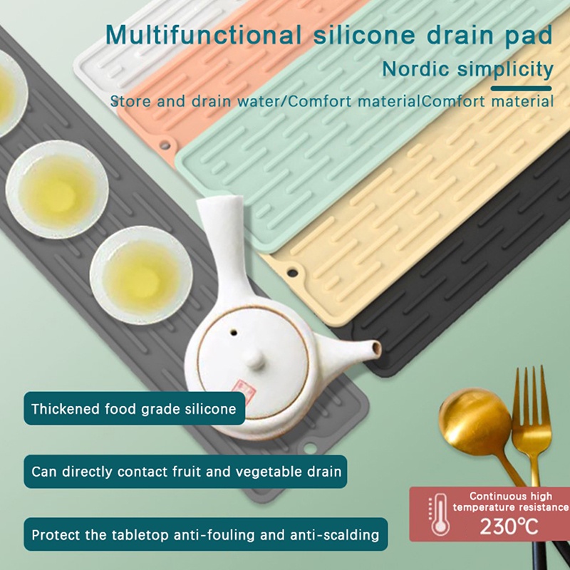Silicone Drainer Mat Anti Slip Wastafel Tray Peralatan Makan Cushion Organizer Peralatan Dapur Perlindungan Mat Rak Penyimpanan Aksesoris Dapur