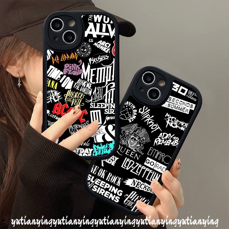 IPHONE Fashion Graffiti Huruf Case Kompatibel Untuk Iphone11 12 13 14 Pro Max X XR XS Max 7Plus 6s 6 7 8 Plus SE 2020 Lembut Tpu Shockproof Phone Cover