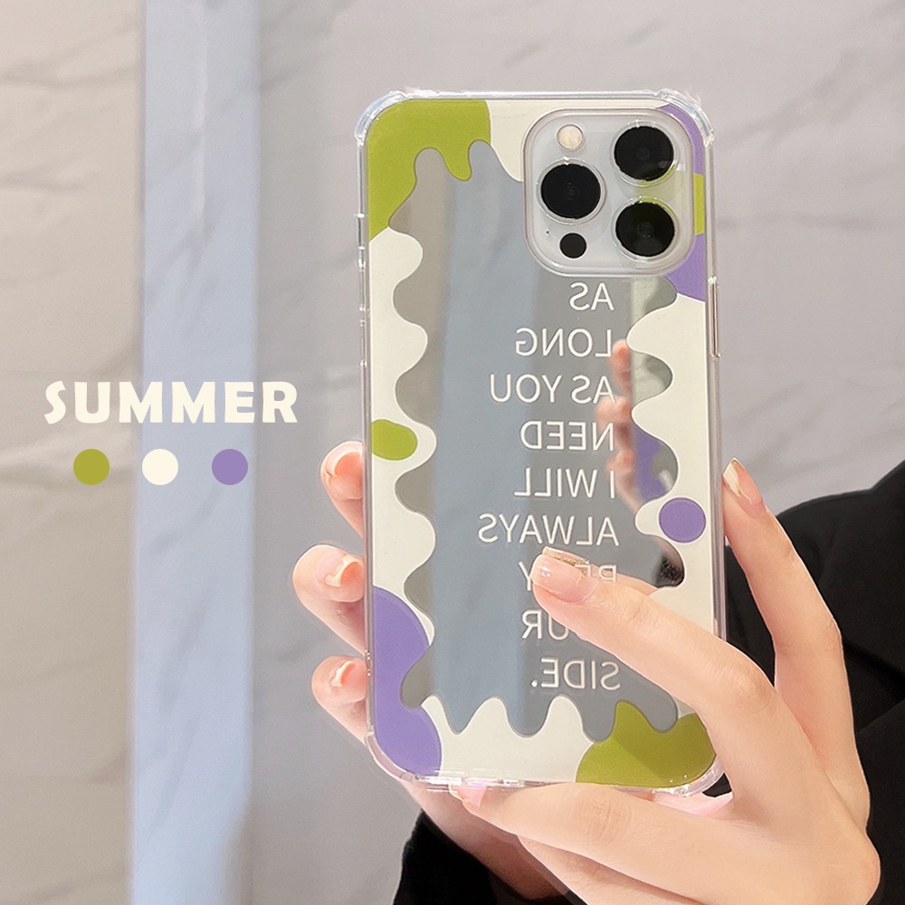 IPHONE Cover Case Cermin Telepon Melambai Warna Campur Musim Panas Untuk Iphone7 8 PLUS X XR XS 11 12 13 14 MINI PRO MAX SE 2020