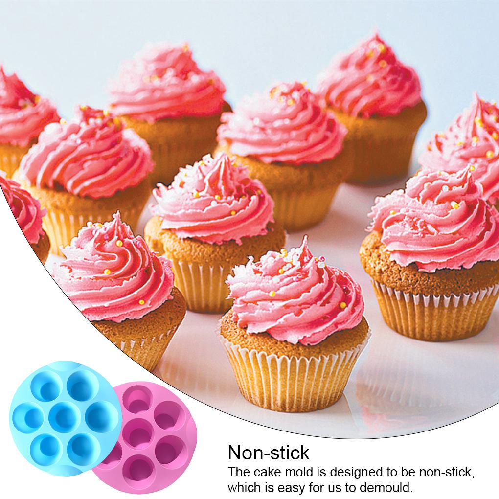 Silikon 7kisi Cetakan Cupcake Bisa Dicuci DIY Dapur Bakery Mousse Kue Coklat Baking Mould Molding Alat Aksesoris