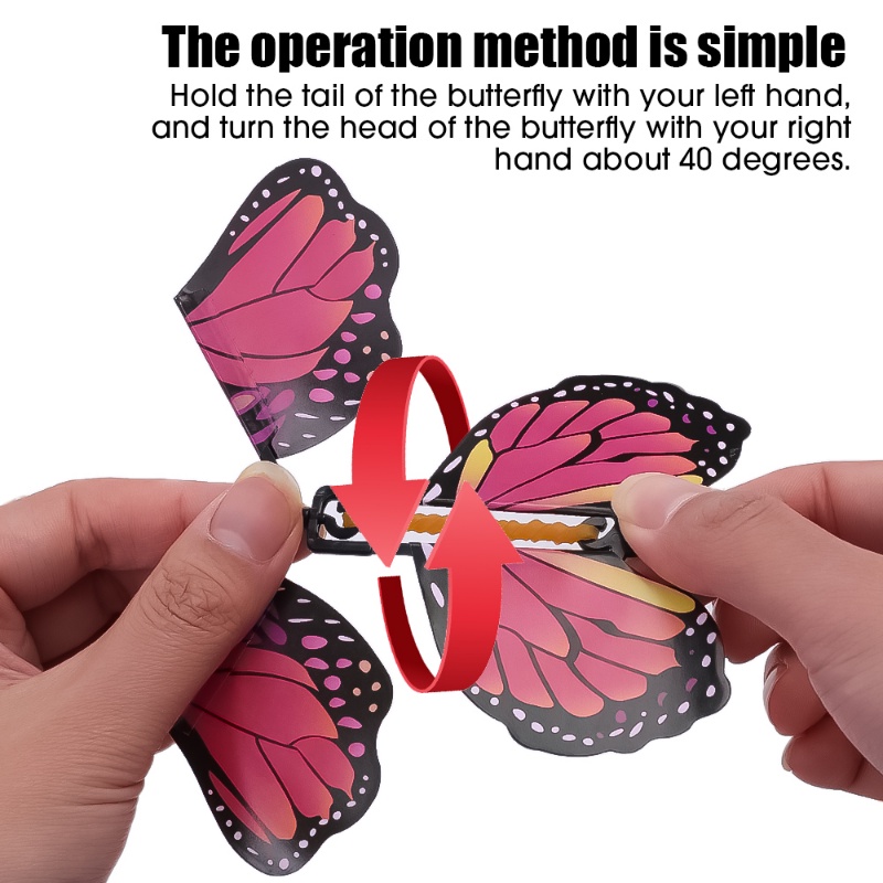 Magic Flying Butterfly Fairy Flying Toy in The Book Rubber Band Powered Wind Up Butterfly Fairy Mainan Terbang Bookmark Hadiah Kejutan Dekorasi