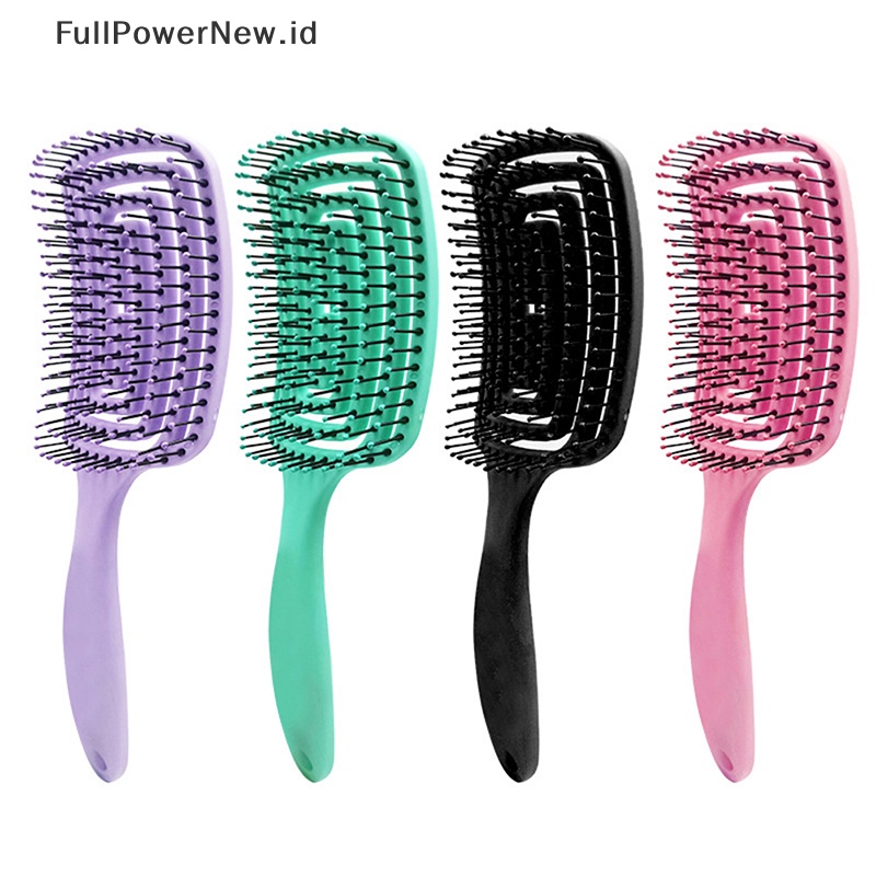 Power Wanita Pijat Rambut Sisir Bulu nylon Hairbrush Wet Curly Detangle Hair Brush ID