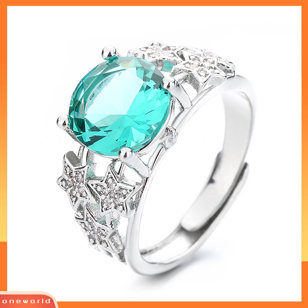 [EONE] Wanita Cincin Pembukaan Dapat Disesuaikan Berongga Lima Titik Bintang Retro Hadiah Berlian Imitasi Tertanam Wanita Jari Cincin Perhiasan Fashion