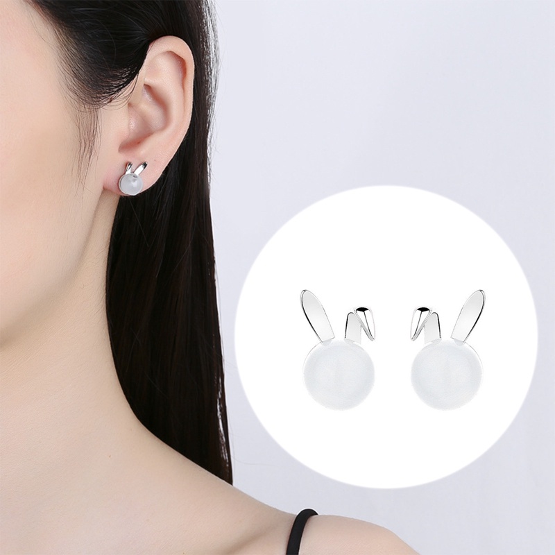 Trendi Lucu Bunny Sleek Opal Feminia Earring Elegan Dainty Earrings Stylish Earring Perhiasan Eardrop Romantis Feminia Aksesoris