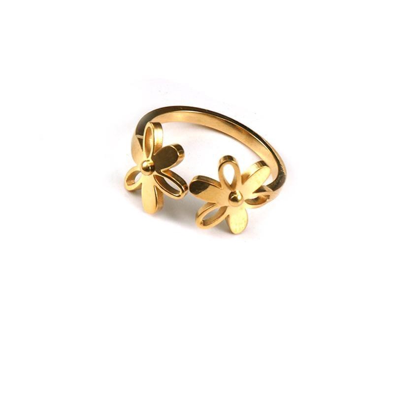 GROSIR Cincin 2 BUNGA  titanium stainless steel 316L import berkualitas bisa bayar ditempat COD