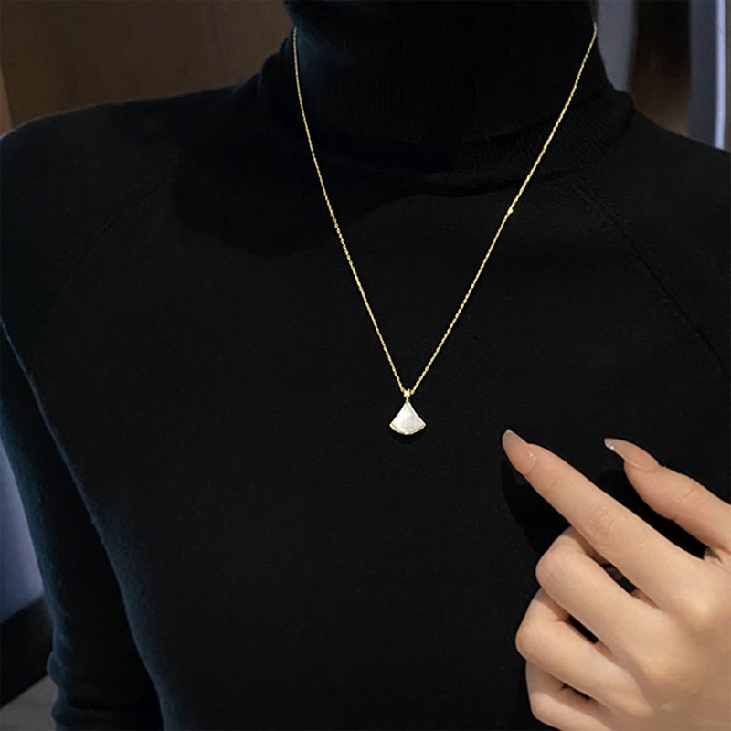 Kalung Geometris Shell Alloy Berlian Imitasi Fashion Untuk Wanita