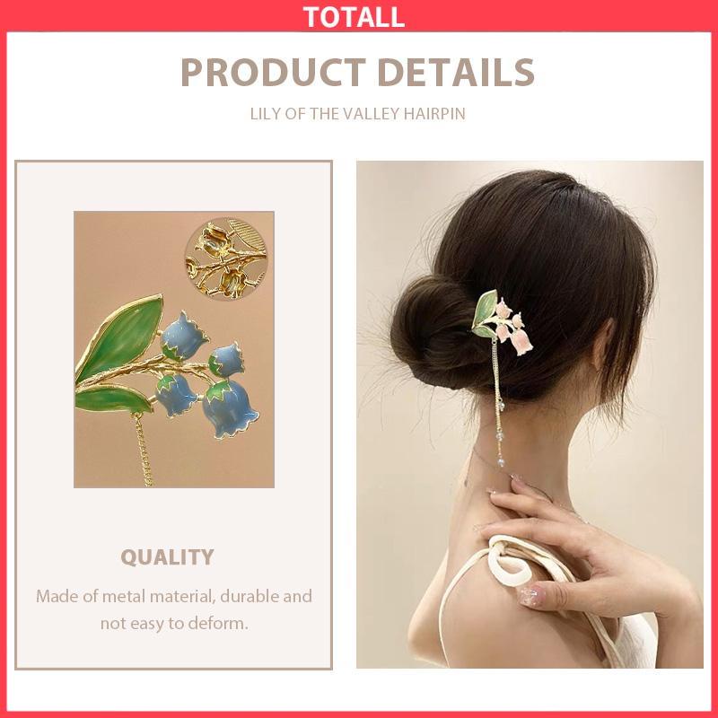 COD Jepit Rambut Mutiara Rumbai Metal Orchid Design Simple Ceruk Aksesoris Fashion-Totall