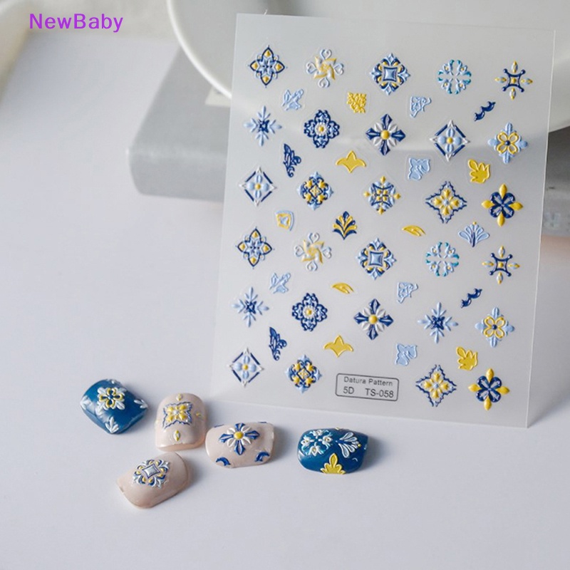 Newbaby 1lembar Retro Kuku Foil Transfer Stiker Decals Bohemia Bunga Etnik Nail Art ID