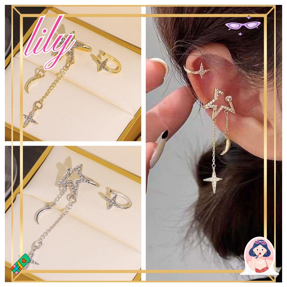 Anting Klip LILY Bintang Salib Trendy Tanpa Tindik