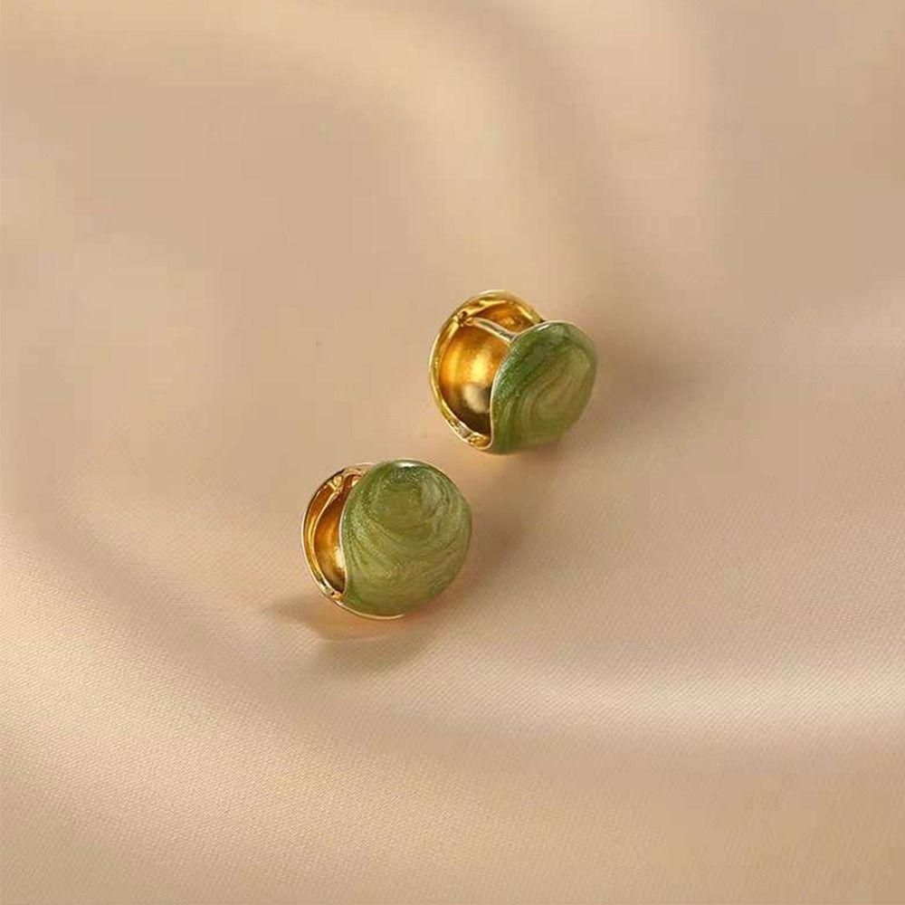 Mxbeauty Anting Bulat Wanita Retro Sederhana Trendi Desain Niche Fashion Perhiasan Drop Oil Alloy Gaya Korea Earrings