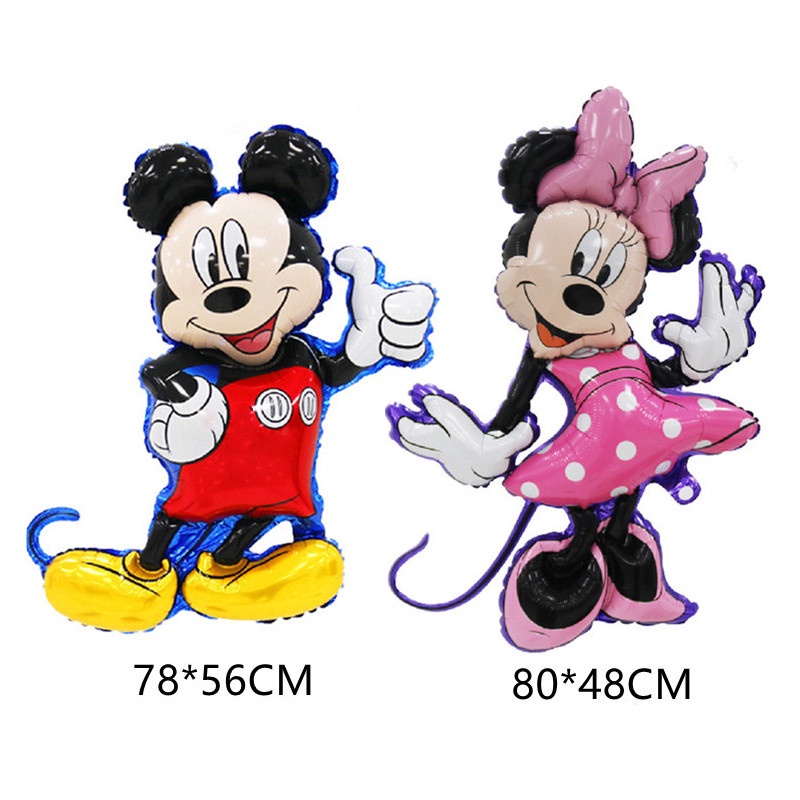 5pcs/set Anime Mickey Balon Mainan Film Aluminium Model Minnie Boneka Angka Perlengkapan Pesta Dekorasi Ulang Tahun Bayi