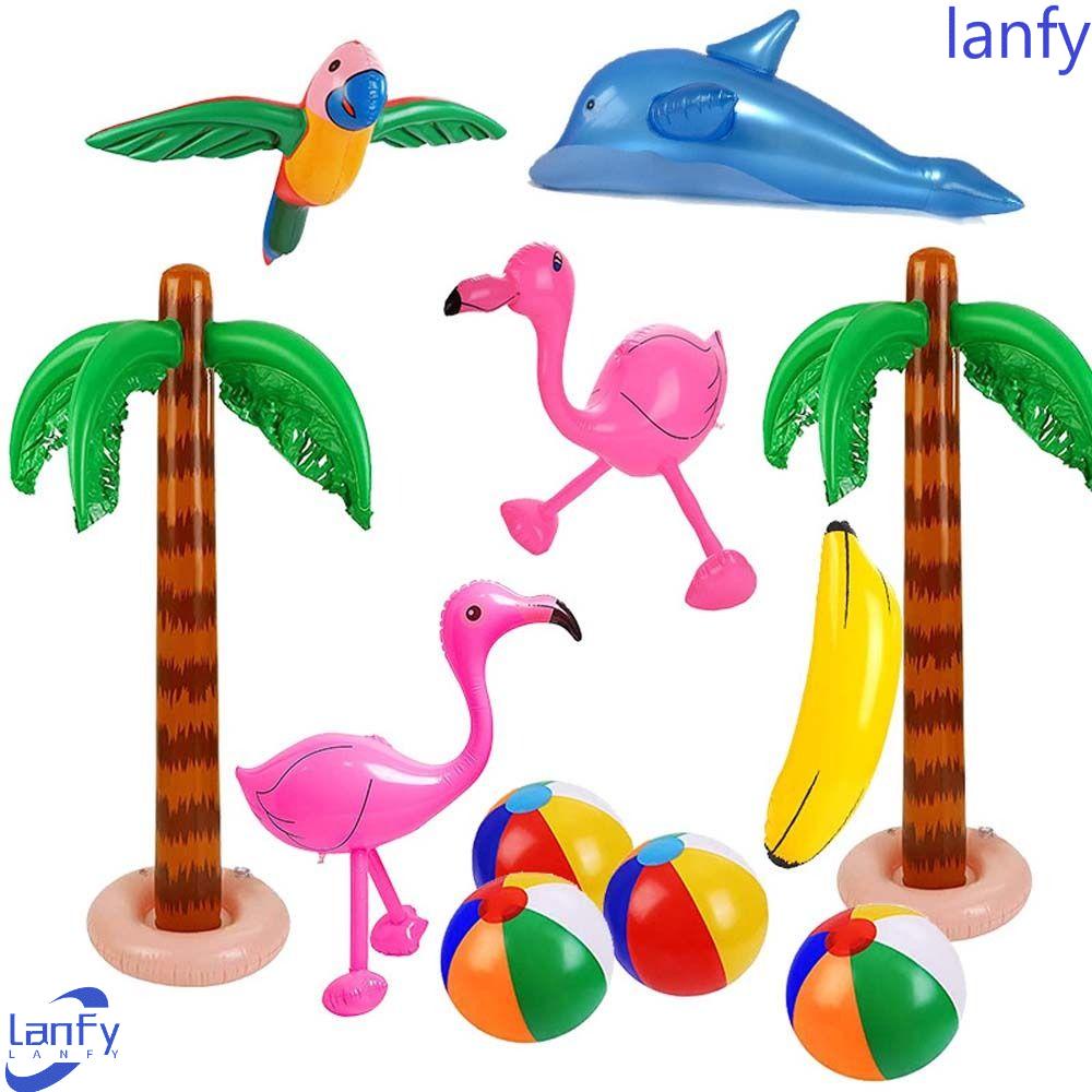 Lanfy Inflatable Tropical Palm Tree Hadiah Ulang Tahun Anak Hadiah Backdrop Dekorasi Musim Panas Mainan Tiup Mainan Monyet Balon Perlengkapan Pesta Kolam Renang Mainan