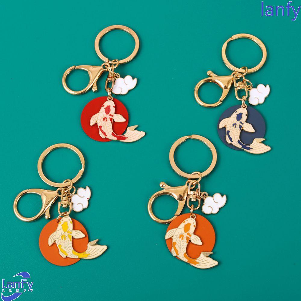 Lanfy Koi Gantungan Kunci Fashion Vintage Kreatif Good Luck Kartun Metal Key Chain