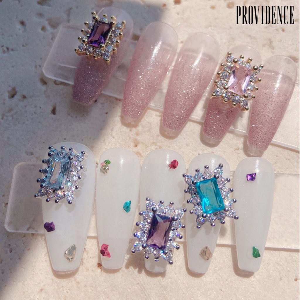 Providence Dekorasi Kuku Indah Square Nail Charms Aksesoris Cubic Zirconia Berlian Imitasi Perhiasan Manicure Ornamen Untuk Salon Kuku