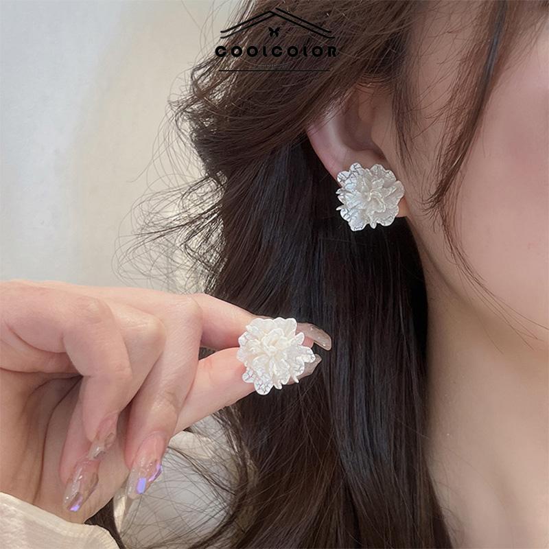 COD❤️Anting  Bunga Stud 925 Silver  Korea Kecil Sepasang Flower Stud Earrings Tusuk Motif Vintage Wanita Murah Aksesoris