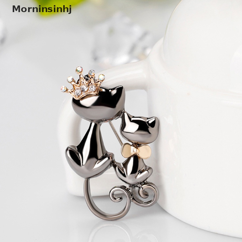 Mornin Pin Bros Hewan Kucing Lucu Untuk Wanita Perhiasan Hadiah Lady Hadiah Elegan Breast Pin Fashion Jewelry id