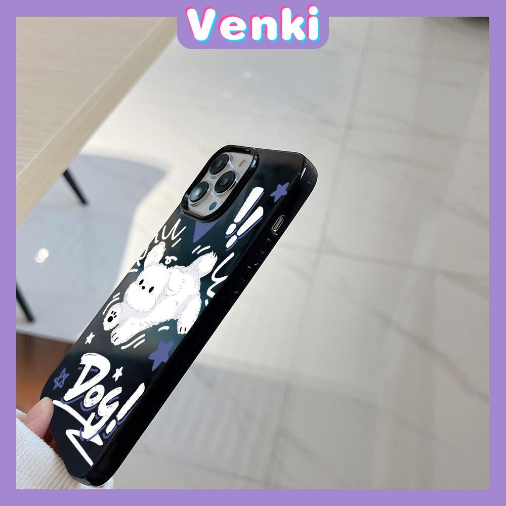 VENKI - For iPhone 11 iPhone Case Black Glossy TPU Soft Case Shockproof Protection Camera Cute Dog Compatible with iPhone 14 13 Pro max 12 Pro Max 11 xr xs max 7Plus 8Plus