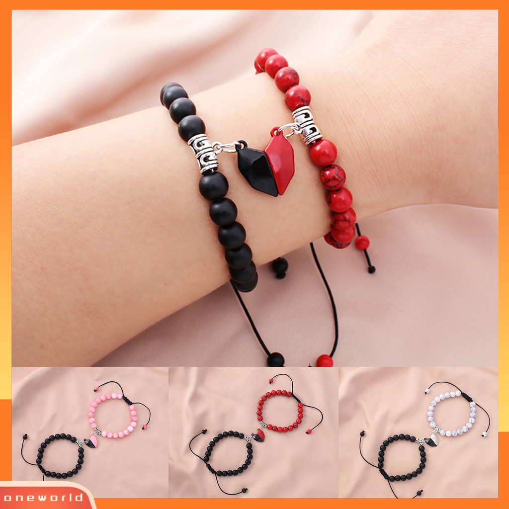 [EONE] 2 Pcs Couple Gelang ic Hati Pria Wanita Kilau Terang Halus Yang Sesuai Dengan Kekasih Gelang Perhiasan Hadiah