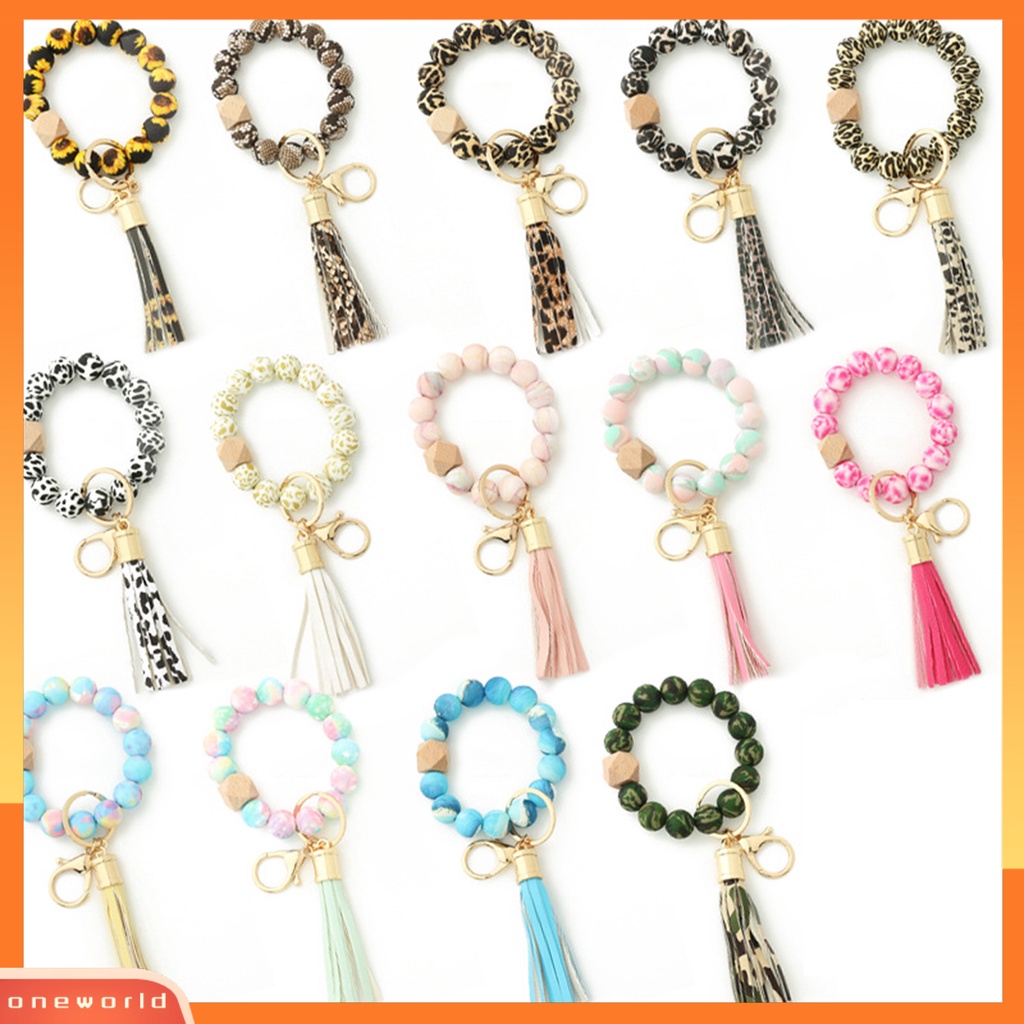 [EONE] Beads Bracelet Keyring Glossy Melar Silikon Rounded Edge Bracelet Keychain Aksesoris Wanita