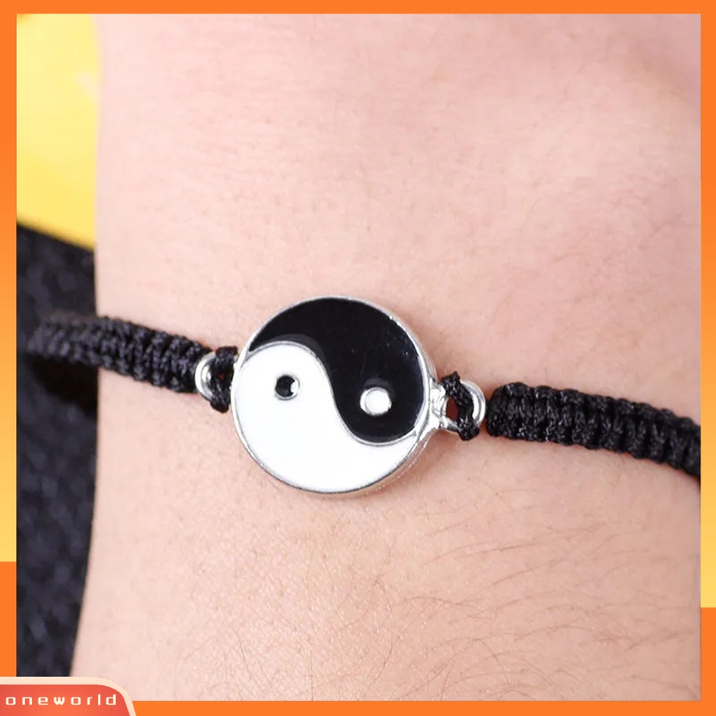 [EONE] Couple Gelang Handmade Braided Adjustable Bulat Beads Alloy Tai Chi Yin Yang Pria Wanita Tali String Fashion Perhiasan