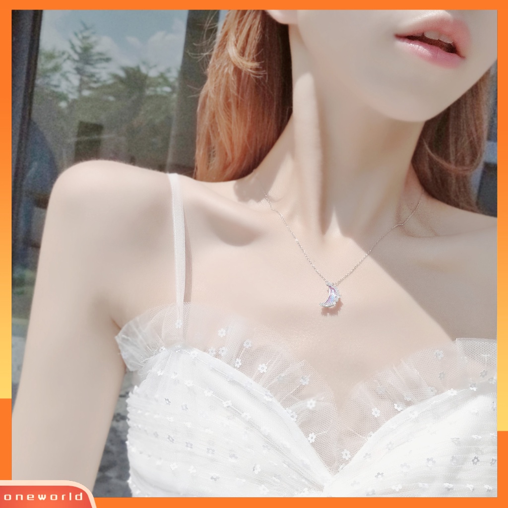 [EONE] Liontin Kalung Berubah Warna Bulan Perhiasan Gaya Korea Imitasi Kristal Kalung Perhiasan Hadiah
