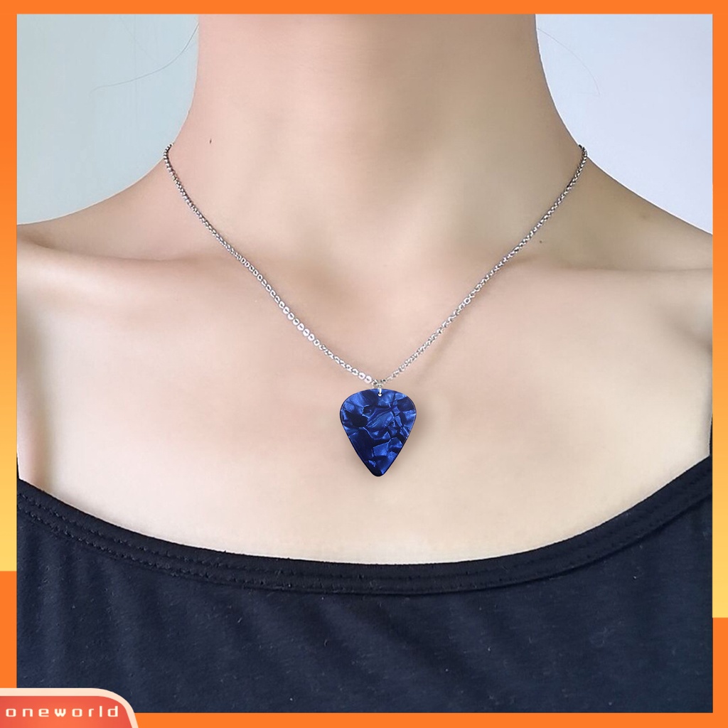 [EONE] Unisex Kalung Bentuk Hati Permata Imitasi Geometris Vibrant Semua Pertandingan Dekorasi Hadiah Wanita Pria Gitar Pick Liontin Kalung Perhiasan Untuk Club