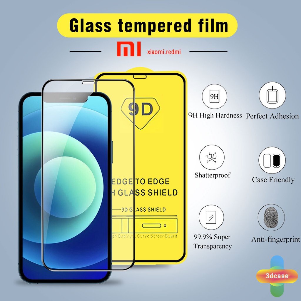 9d Kaca Tempered Full Redmi Note9 8 10 10S 9 10 PRO MAX 11 9S POCO C3 C31 X3 NFC X3 PRO 9C NFC 9A 9i 9T 9AT 9ACTIV