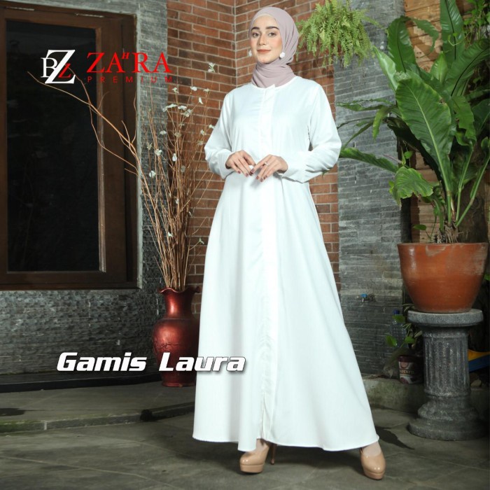 gamis polos katun toyobo putih/hitam   bahan lembut - 7, M