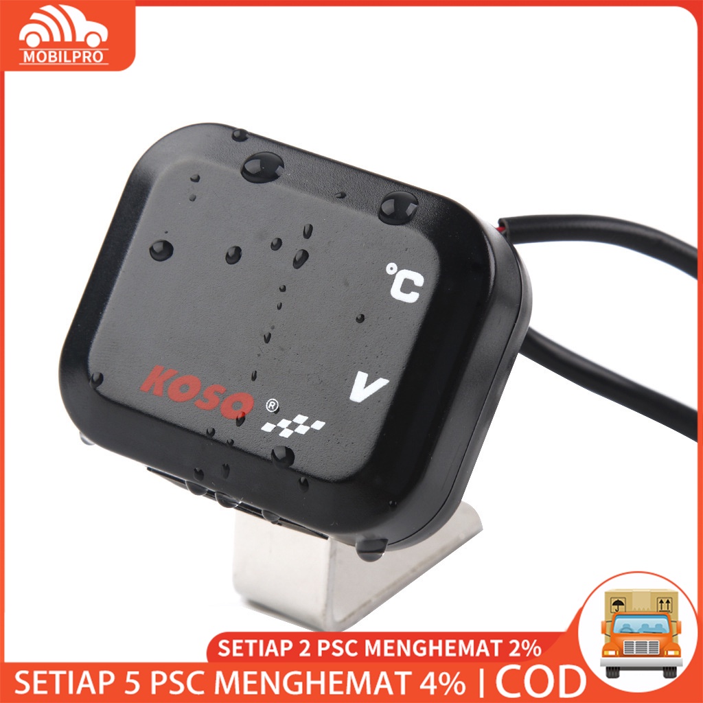 voltmeter koso 3 in 1 usb Pengukur Suhu Kamar Voltmeter Voltmeter USB Isi Ulang 3-in-1 Pengukur Tahan Air Sepeda Motor Universal
